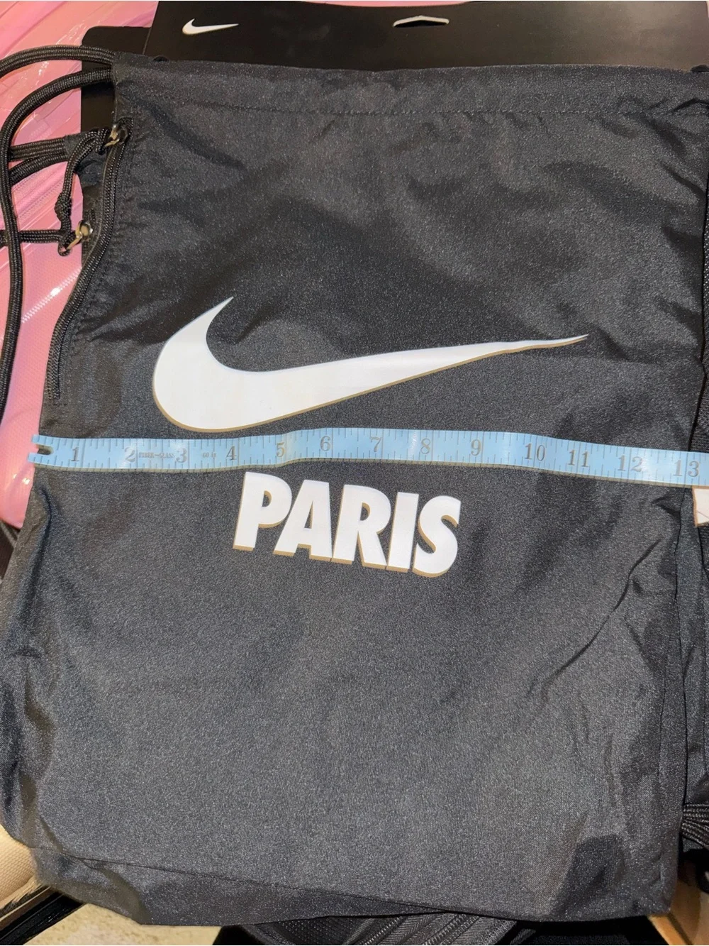 Nike Black PARIS Swoosh Drawstring Backpack